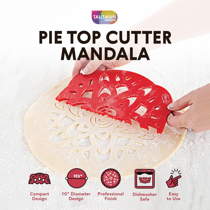 Talisman Designs Pie Top Cutter | 10-Inch | Red | Pie Crust Cutter | Pie Decorating Tools | Pie Pastry Baking Accessories | Stencil Crust Cutout - Image 3